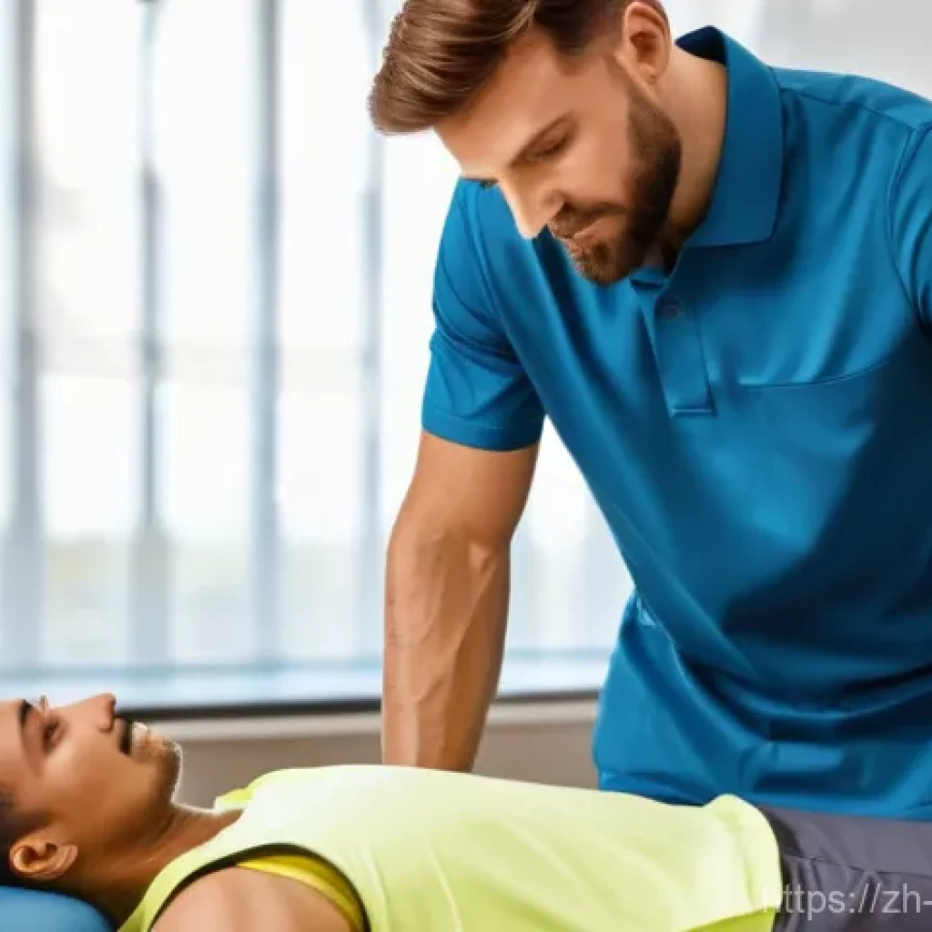 스포츠재활사 커리어 상담 - **Prompt 1: Professional Assessment and Guidance**
    "A clean and well-lit, modern sports rehabili...