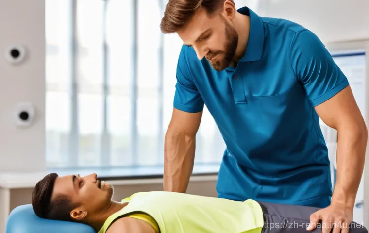 스포츠재활사 커리어 상담 - **Prompt 1: Professional Assessment and Guidance**
    "A clean and well-lit, modern sports rehabili...