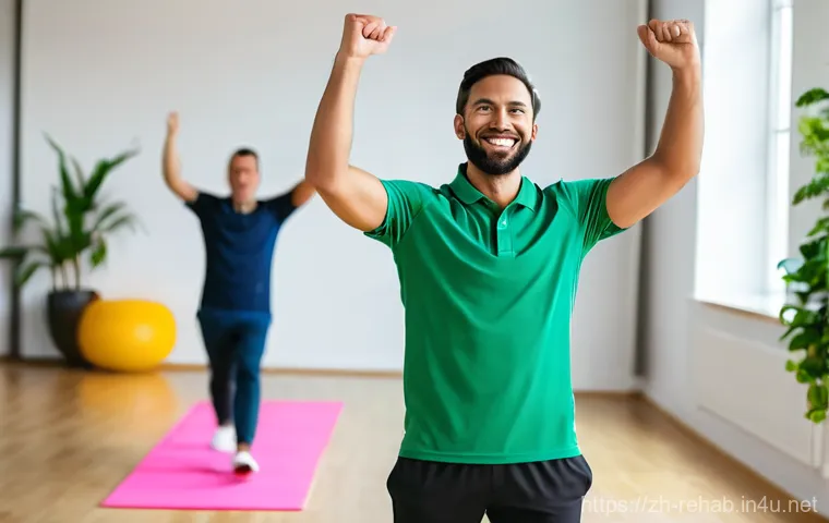 스포츠재활사 경력 전환 전략 - **Prompt 1: Personalized Tech-Enhanced Rehabilitation Session**
    A bright, modern home gym or reh...