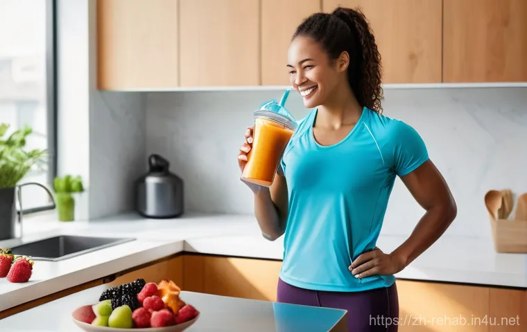 스포츠재활사로서의 근육 재활 기술 - **Prompt: Serene Post-Exercise Stretching**
    A male athlete, in his early 30s, with a lean and at...