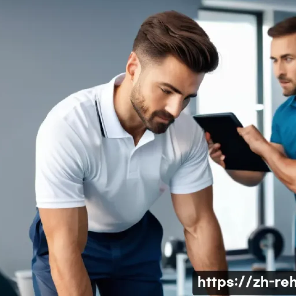 스포츠재활사로 창업하는 방법 - A highly professional female sports rehabilitation specialist, in her early 30s, wearing clean, mode...