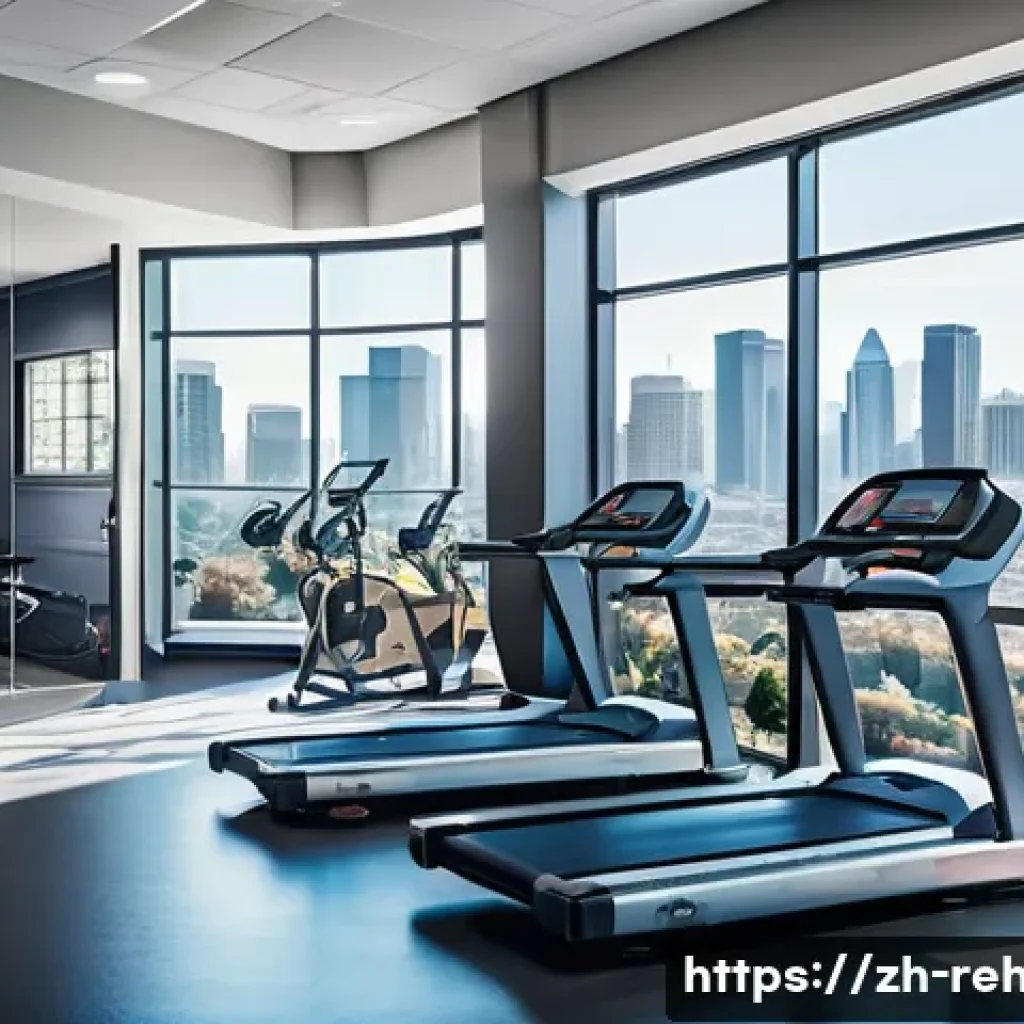 스포츠재활사의 해외 취업 가이드 - A professional athletic trainer in a modern sports rehabilitation center located in a large American...