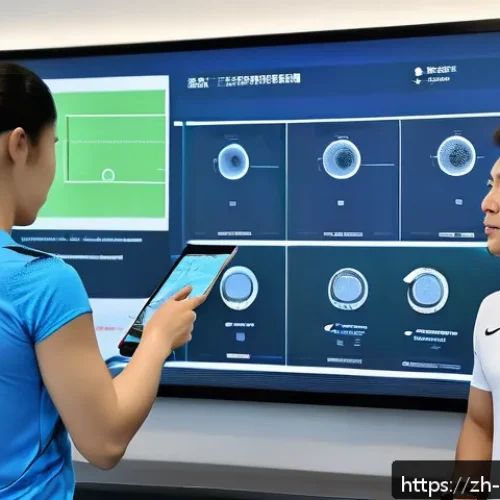 스포츠재활사와 팀 협업 사례 - A professional sports rehabilitation therapist and a team coach engaged in a detailed discussion ins...